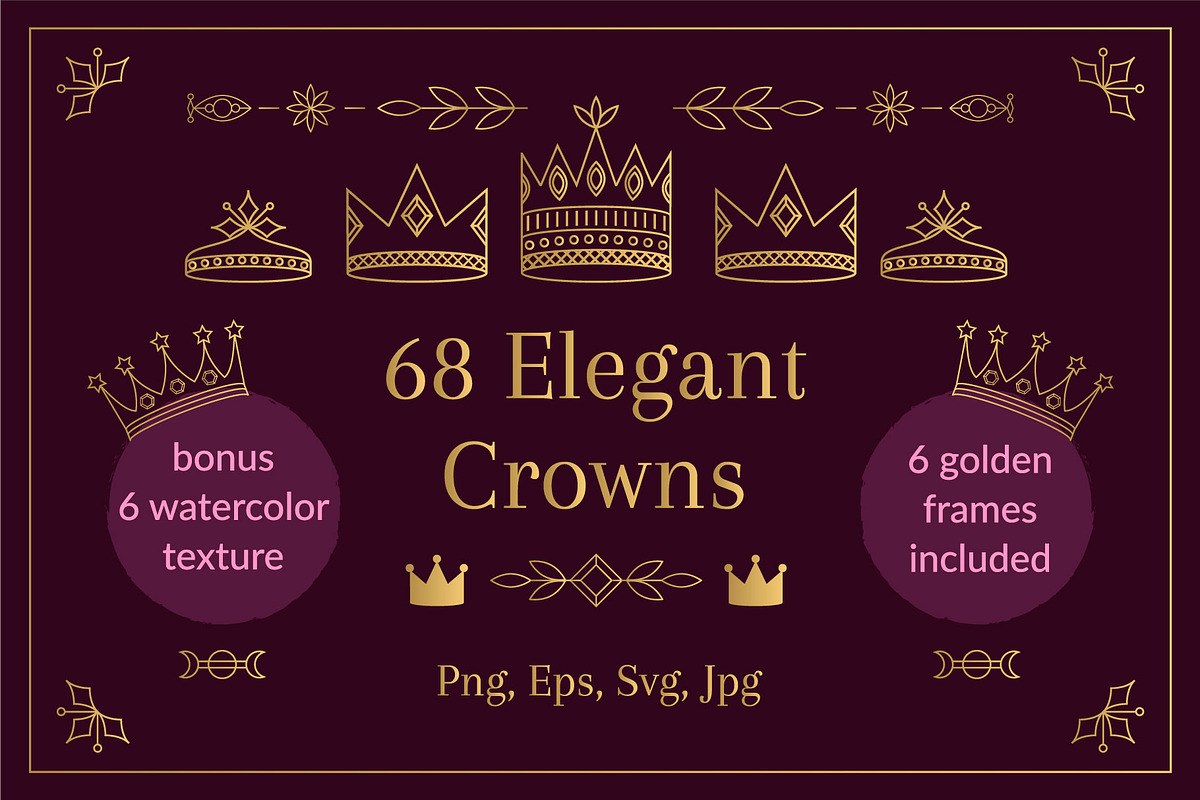 68 Elegant Crowns, a Decorative Illustration by Anatartan Design (Photo 1 of 5)