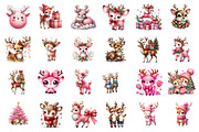 Watercolor Cute Pink Reindeer Clipar, an Illustration by SinaCreation (Thumbnail 2 of 7)