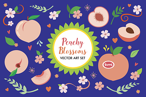 Peach Blossom Florals Vector Set