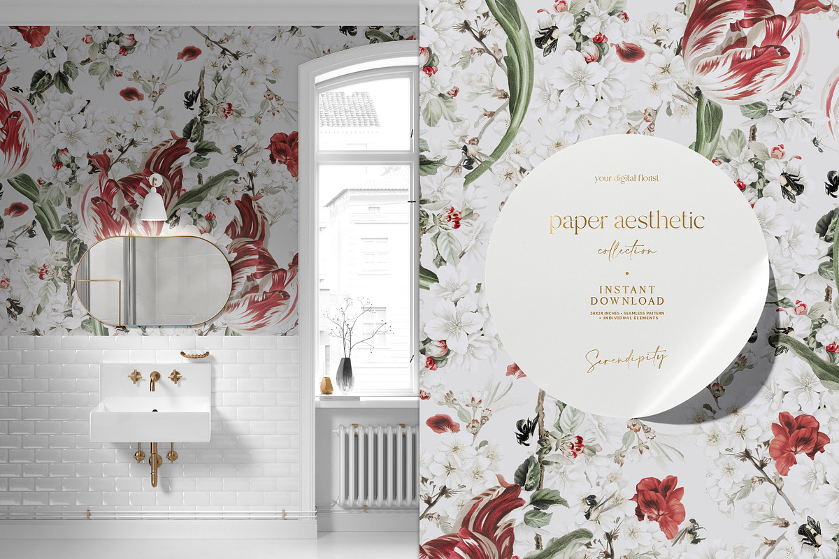 Tulip Flower Blossom Pattern, a Pattern Graphic by paper aesthetic (Photo 4 of 8)