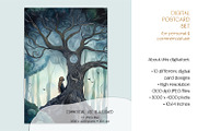 Entangled Tree Dryads Postcards, a Decorative Illustration by The Dutch Lady Designs (Thumbnail 2 of 5)