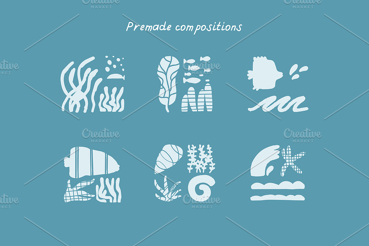 200+ OCEAN CLIPARTS - HAND DRAWN, a Seasonal Illustration by JuDesign (Photo 13 of 23)