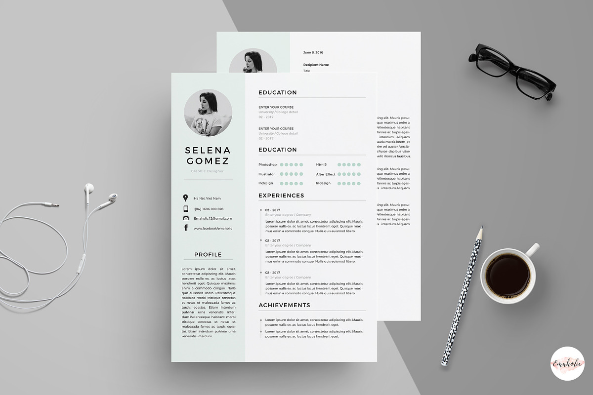 Elegant 1 Page Resume Template, a Resume Template by Emaholic Template (Photo 2 of 5)