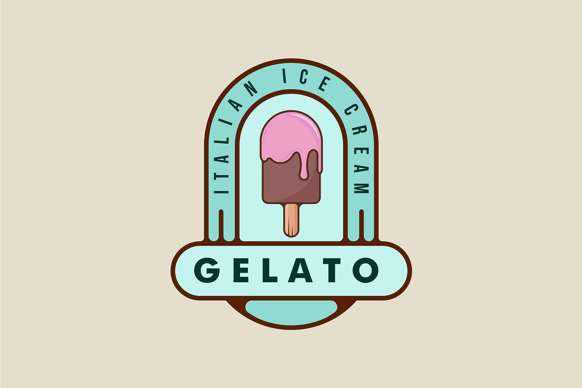 ice cream stick logo emblem vector, a Branding & Logo Template by zyxroun shop