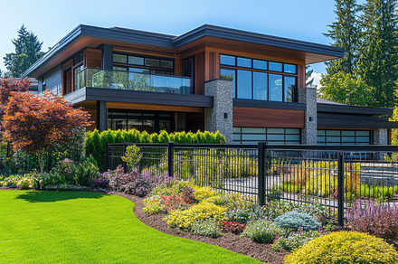 Modern house exterior with a well-ke, a Background Photo by Pixeness