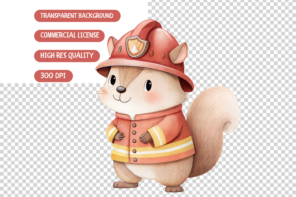 Firefighter Animals Clipart, an Animal Illustration by TatiMockup (Photo 7 of 7)