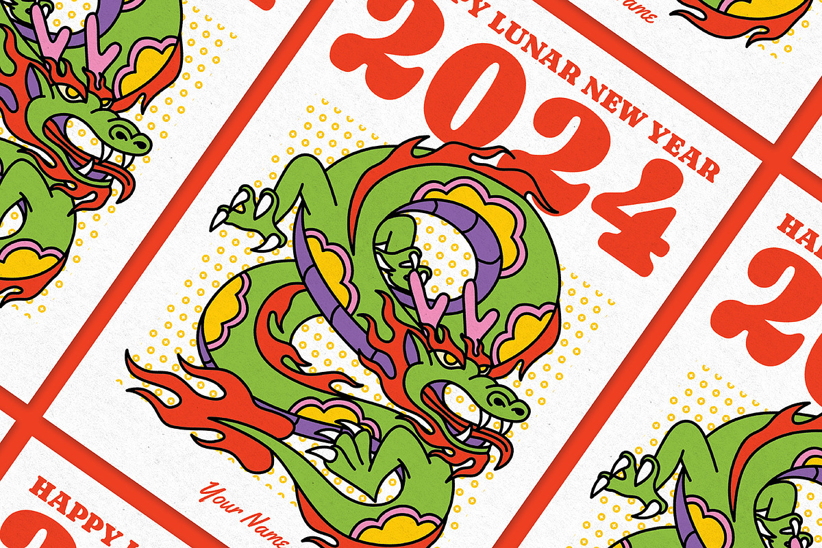 Year Of The Dragon Greeting Card, a Card Template by The Isian (Photo 2 of 2)