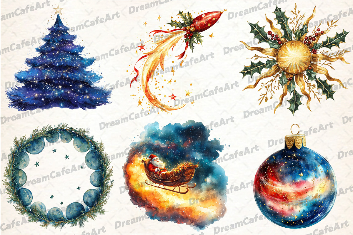 Celestial Christmas Clipart, an Illustration by DreamCafeArt (Photo 3 of 7)