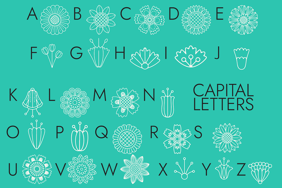 Flowerose Dingbats Font, a Symbol Font by Minimalartstudio (Photo 3 of 3)