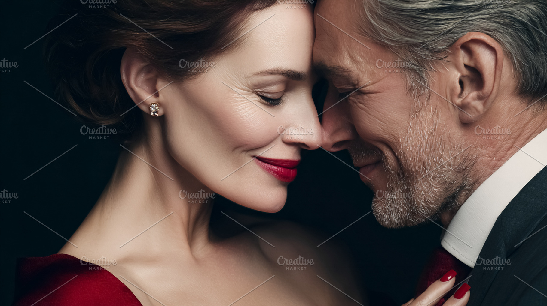 Mature couple with closed eyes, feeling deeply connected and aff, a Photo by Studio ANNA