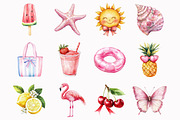 Watercolor Girly Summer Clipart, an Illustration by Design Market (Thumbnail 4 of 5)