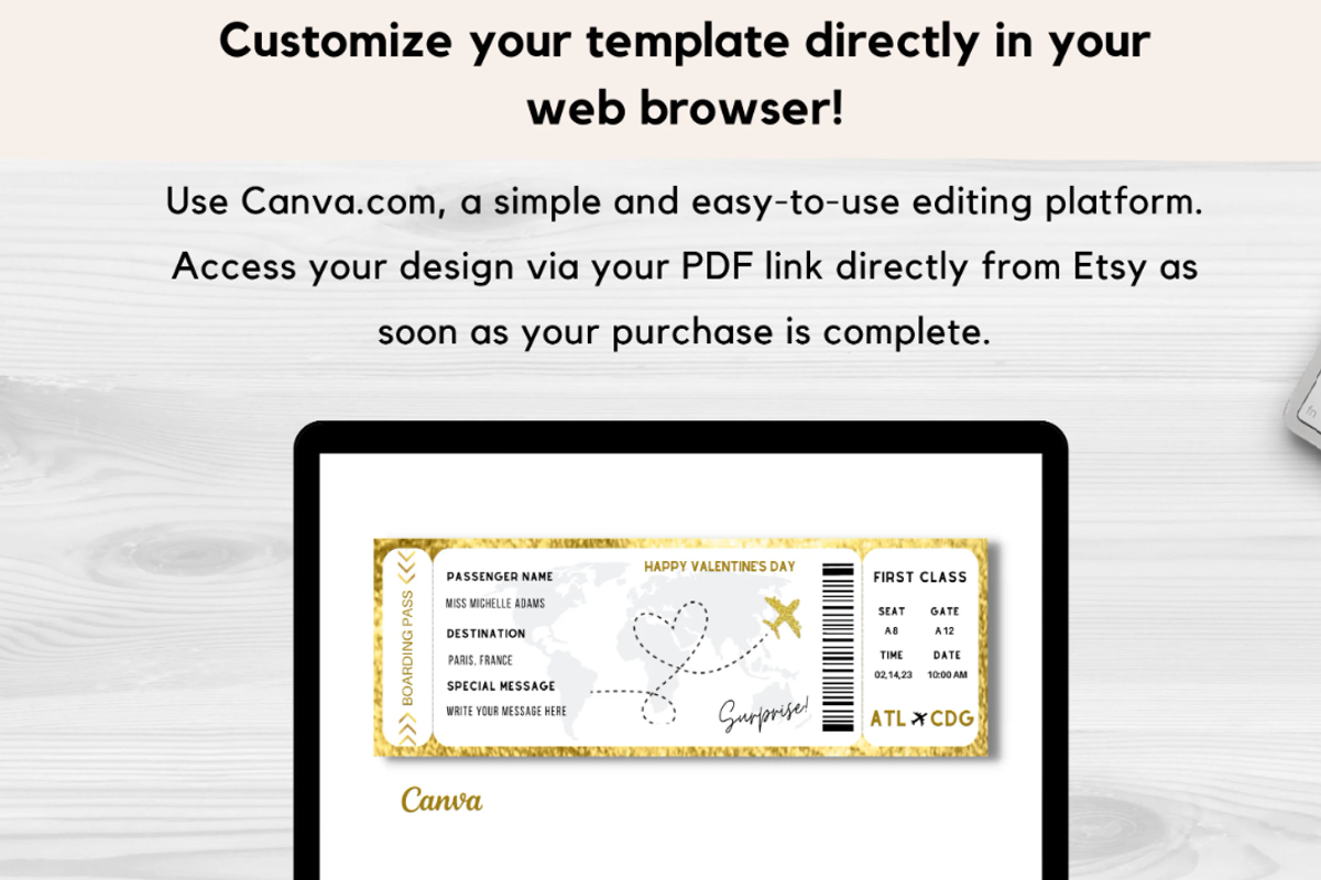 Boarding Pass for Valentine's Day, a Card Template by YasdeyDesigns (Photo 4 of 9)