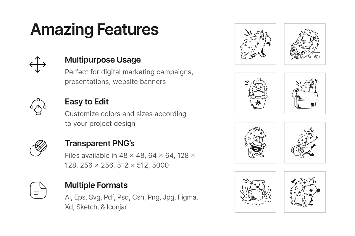 Porcupine Doodle Icons, a Solid Icon by Prosymbols (Photo 2 of 6)