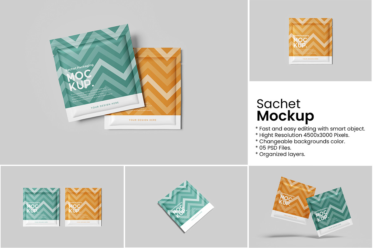 Sachet Packaging Mockup, a Packaging Mockup by Indah (Photo 1 of 6)