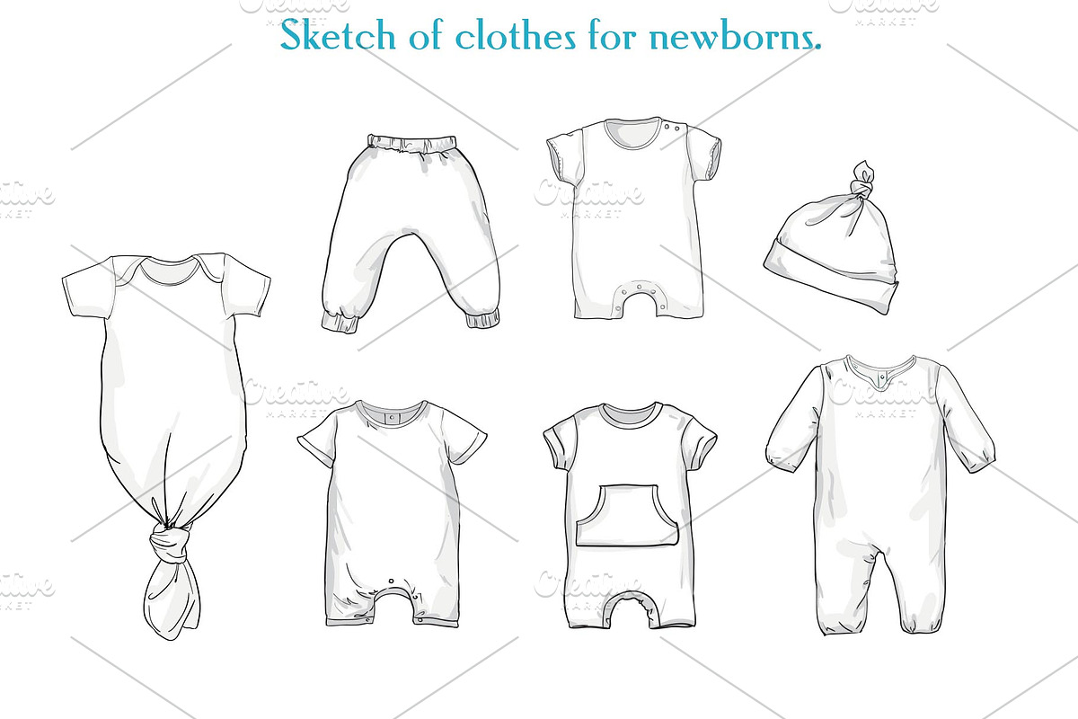 Sketch of clothes for newborns., an Illustration by Sweet_print (Photo 1 of 2)
