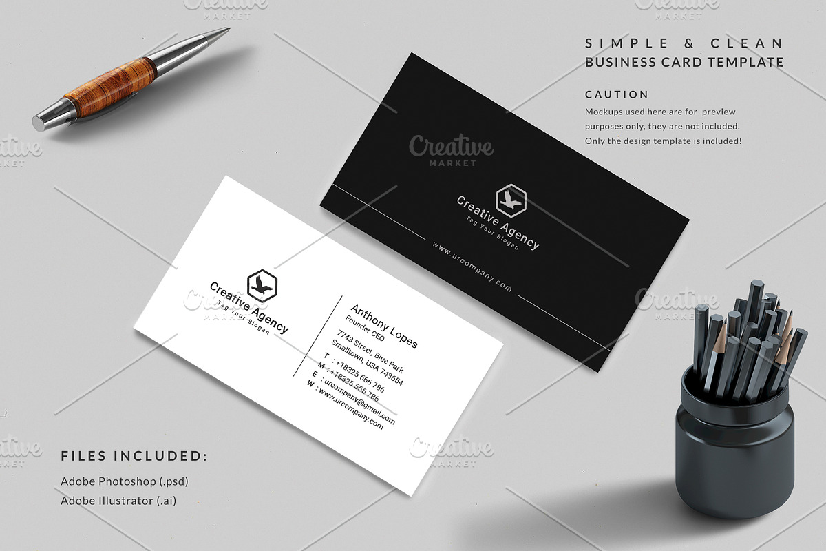 Simple & Clean Business Card, a Business Card Template by graphicsunday (Photo 2 of 4)