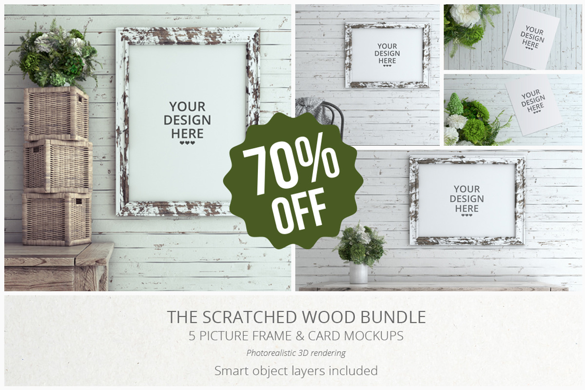 Scratched Wood MockUp Bundle, a Print Template by Bobboz Store (Photo 1 of 2)