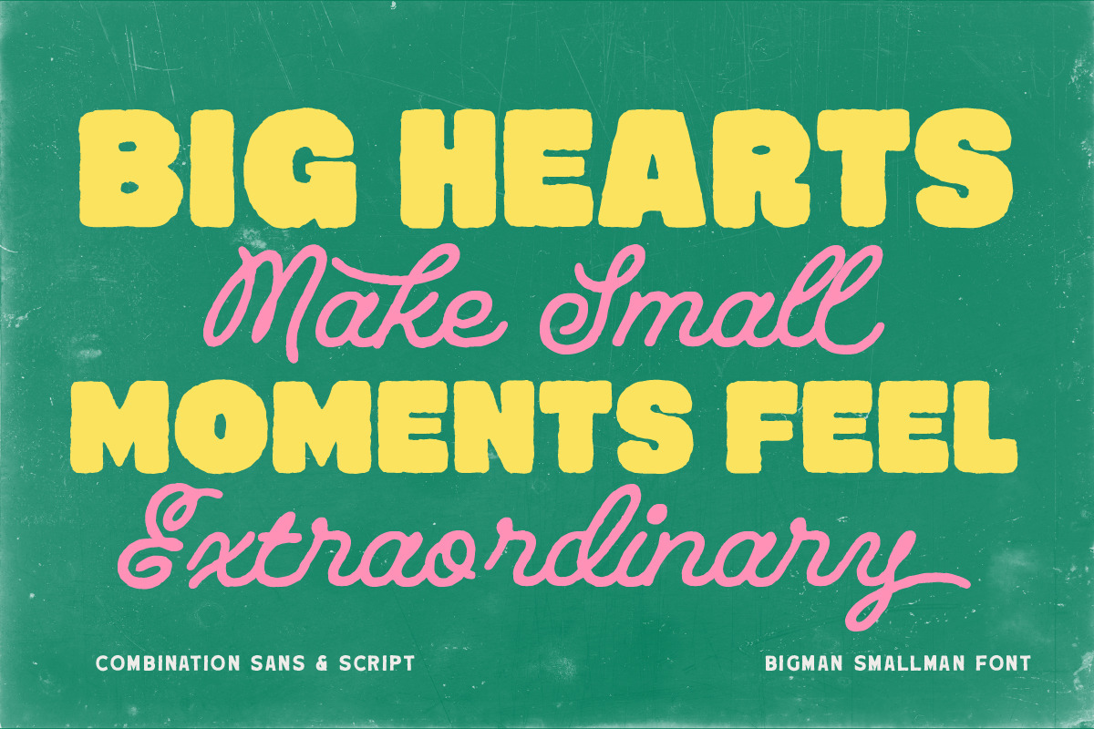 Bigman Smallman Funky Retro Font Duo, a Script Font by Letterhend Studio (Photo 2 of 11)