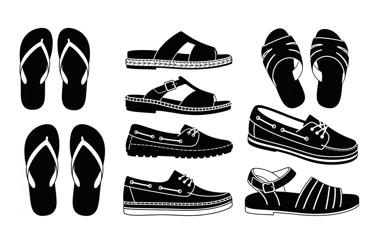 Beach Sandals Flip Flop Vector Bundl, an Illustration by jahid234 (Photo 17 of 49)