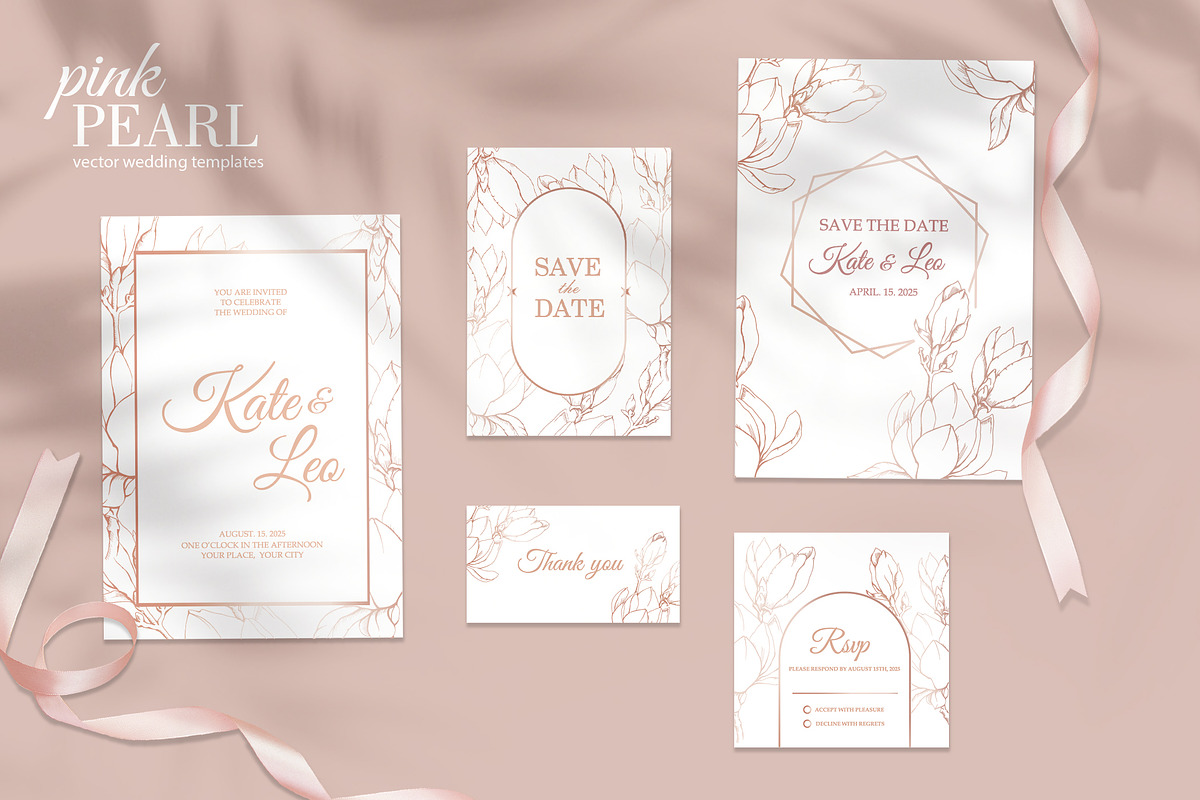 Pink Pearl wedding illustrations, an Invitation Template by L- design studio (Photo 3 of 9)