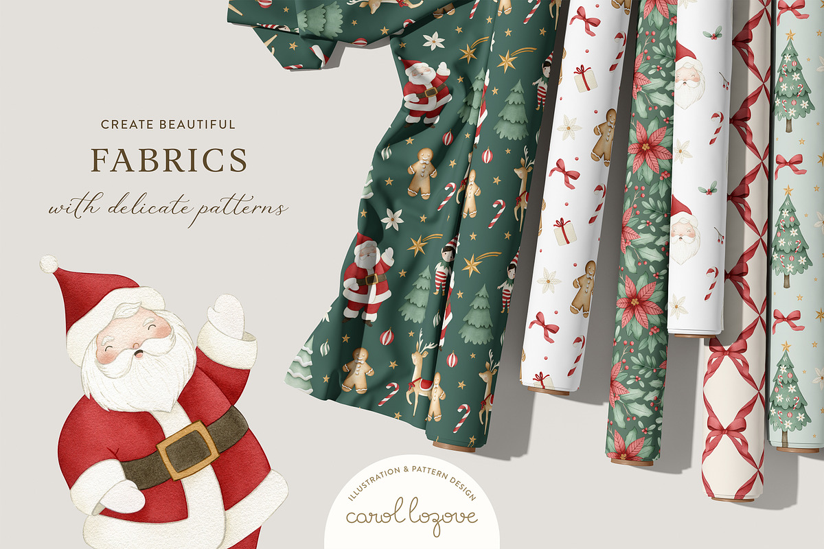 Watercolor Whimsical Christmas Set, a Decorative Illustration by Carol Lozove (Photo 20 of 44)
