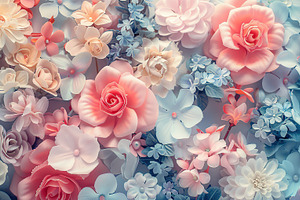 Background of natural flowers in pastel colors, a Photo by AlyaAnd