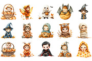 Autumn Spooky Cute Baby Clipart, an Illustration by Designking (Thumbnail 2 of 5)