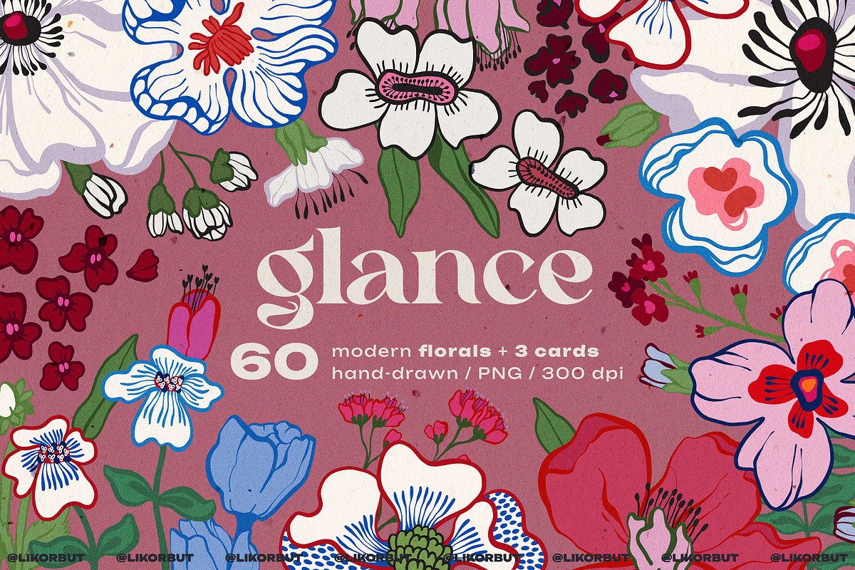 Abstract Modern Flowers Graphics, a Decorative Illustration by likorbut (Photo 1 of 10)