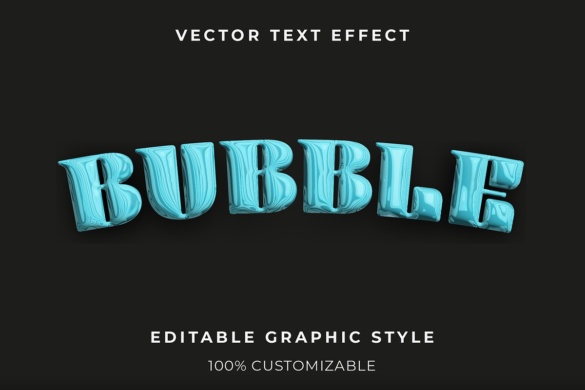Glossy Aqua Bubble Text Effect