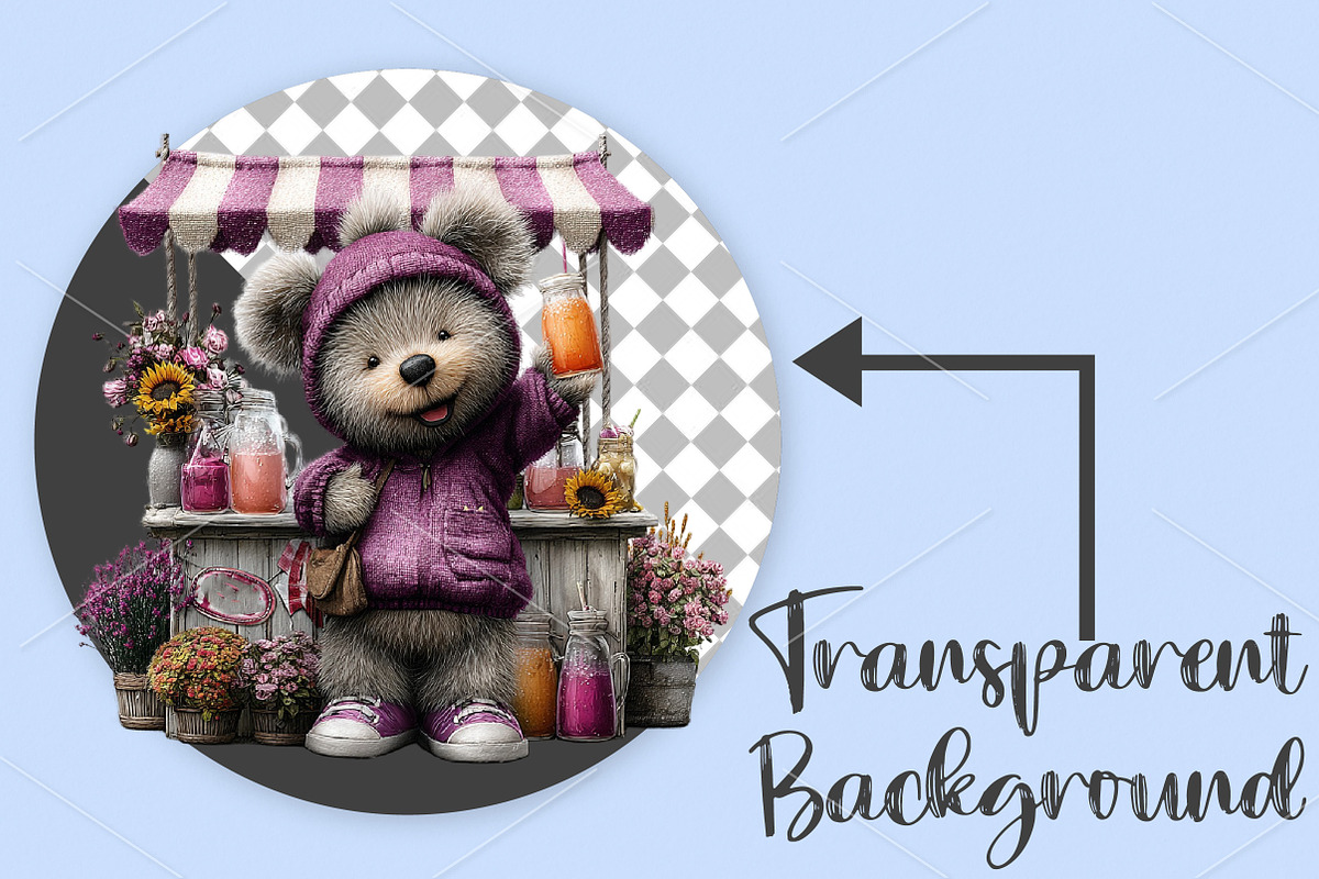 Whimsical Summer Teddy Bear Clipart, a Seasonal Illustration by Canvas Craft (Photo 2 of 7)
