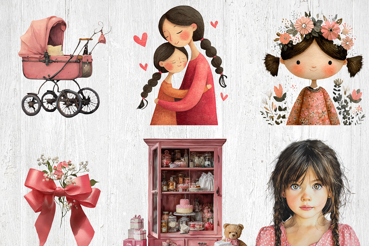 98 Watercolor Baby Girl Clipart, a Person Illustration by LA Design (Photo 4 of 10)