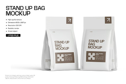 Paper Food or Cofee Pouch Bag Mockup, a Packaging Mockup by zphotographystudio