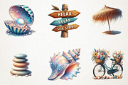 Summer Coastal Serenity Clipart, an Illustration by RobertsArt (Thumbnail 4 of 7)