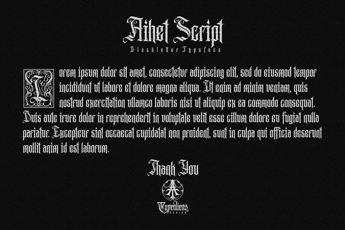 Aihet Script for Tattoo & Liquor, a Blackletter Font by ilhamtaro (Photo 12 of 12)
