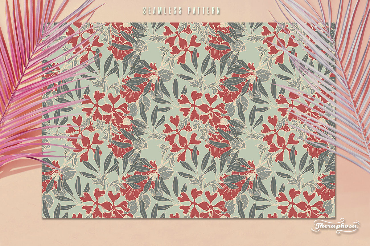 12JPG/EPS Tropical floral pattern, a Pattern Graphic by Theraphosath (Photo 22 of 25)