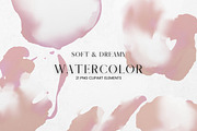 Pink and White Watercolour Clip Art, a Decorative Illustration by Pixafied (Thumbnail 1 of 4)
