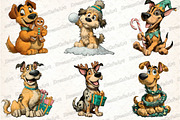 Funny Christmas Dog Clipart, an Illustration by DreamCafeArt (Thumbnail 2 of 8)