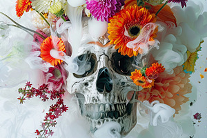 Cute skull doll, white in color, dec, a Photo by LOGOCREATIVE