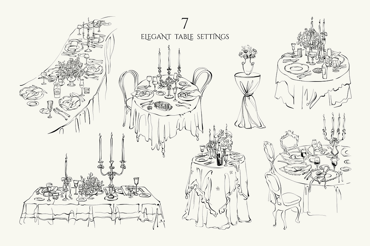 Vintage Wedding Line Art Collection, an Object Illustration by Berentine.art (Photo 3 of 14)