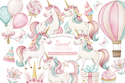 Sweet Unicorn Watercolor Clipart, an Illustration by MockupWizard (Thumbnail 1 of 4)