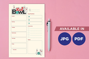 Bowling Planner Printable Planifier