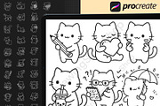 130 Procreate Cute Kawaii Cat Stamps, a Brush Add-On by DrawingStoryShop (Thumbnail 4 of 6)