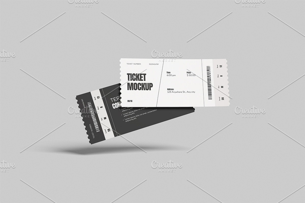 Event Ticket Mockup, a Merchandise Mockup by Gatamotion (Photo 5 of 5)