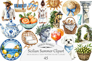 Watercolor Sicilian Summer Clipart, an Illustration by Design Market (Thumbnail 1 of 5)