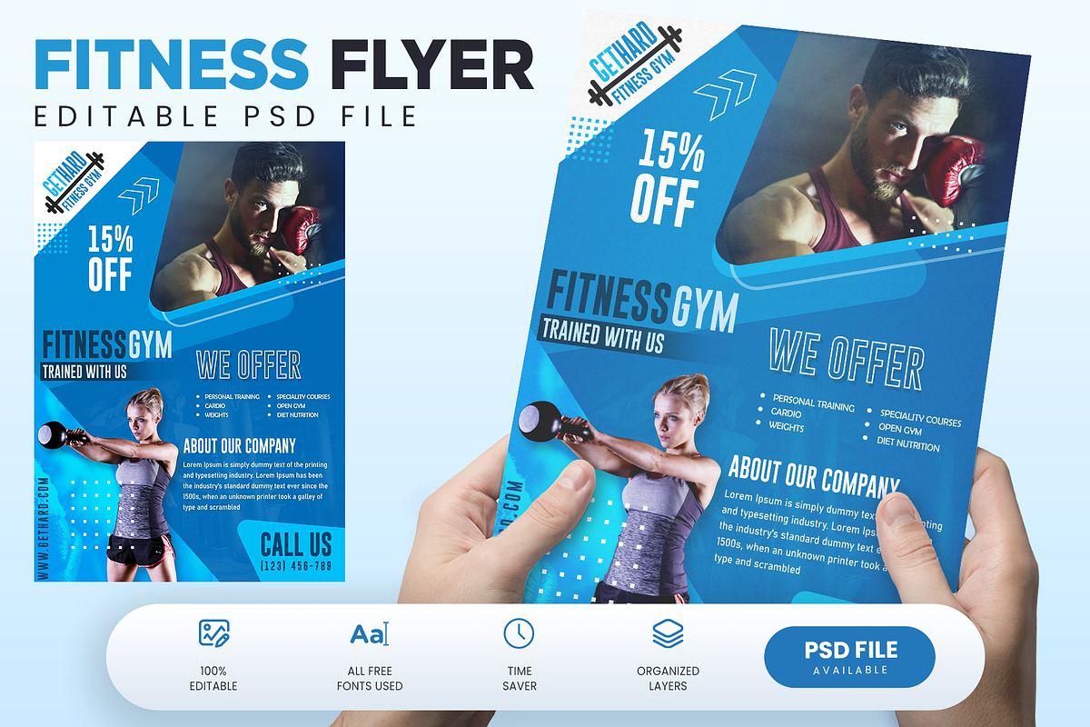 5 Fitness Flyer Bundle / Gym Flyer, a Flyer Template by Ammad (Photo 5 of 6)