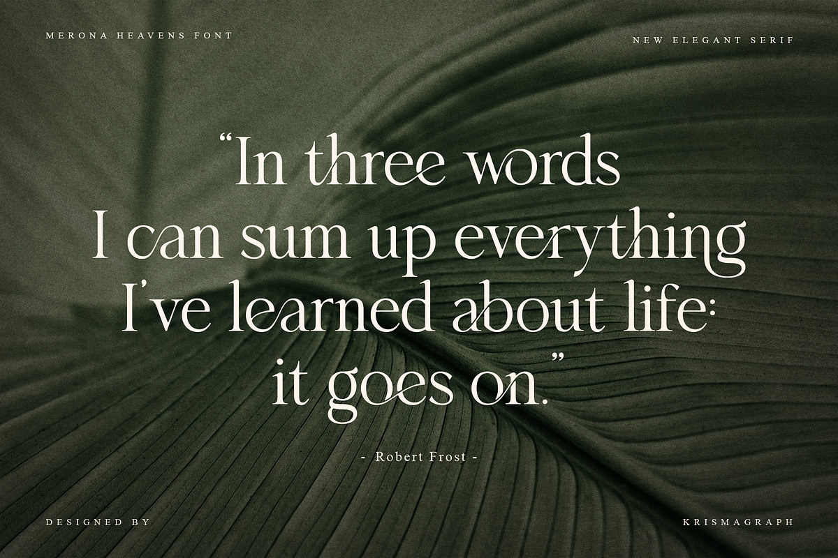 Merona Heavens | Ligature Serif, a Serif Font by Krismagraph (Photo 5 of 12)
