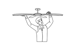 dirt cleaning fan vector, a Person Illustration by pikepicture