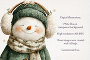 Snowman Christmas Clipart 45 PNG, a Seasonal Illustration by EleSArtDesign (Thumbnail 4 of 4)