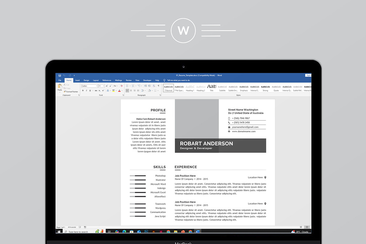 Modern Resume/CV Template, a Resume Template by Proper_media (Photo 5 of 5)
