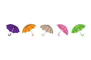 Colorful set of open umbrellas in, an Object Illustration by GraphiShop